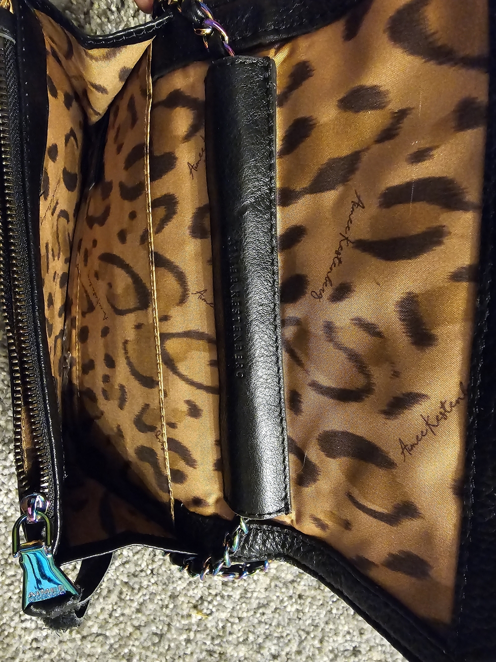 Black Quilted Leather Crossbody Bag with Iridescent Chain - Picture 3 of 3